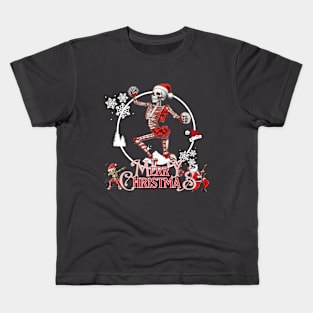 Christmas Dancing Skeletons Santa Kids T-Shirt